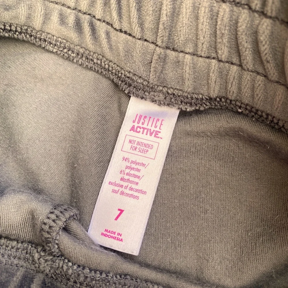 Justice Active Wear jogging track pants grey soft velour sz 7 girls gold stripe - Picture 3 of 3